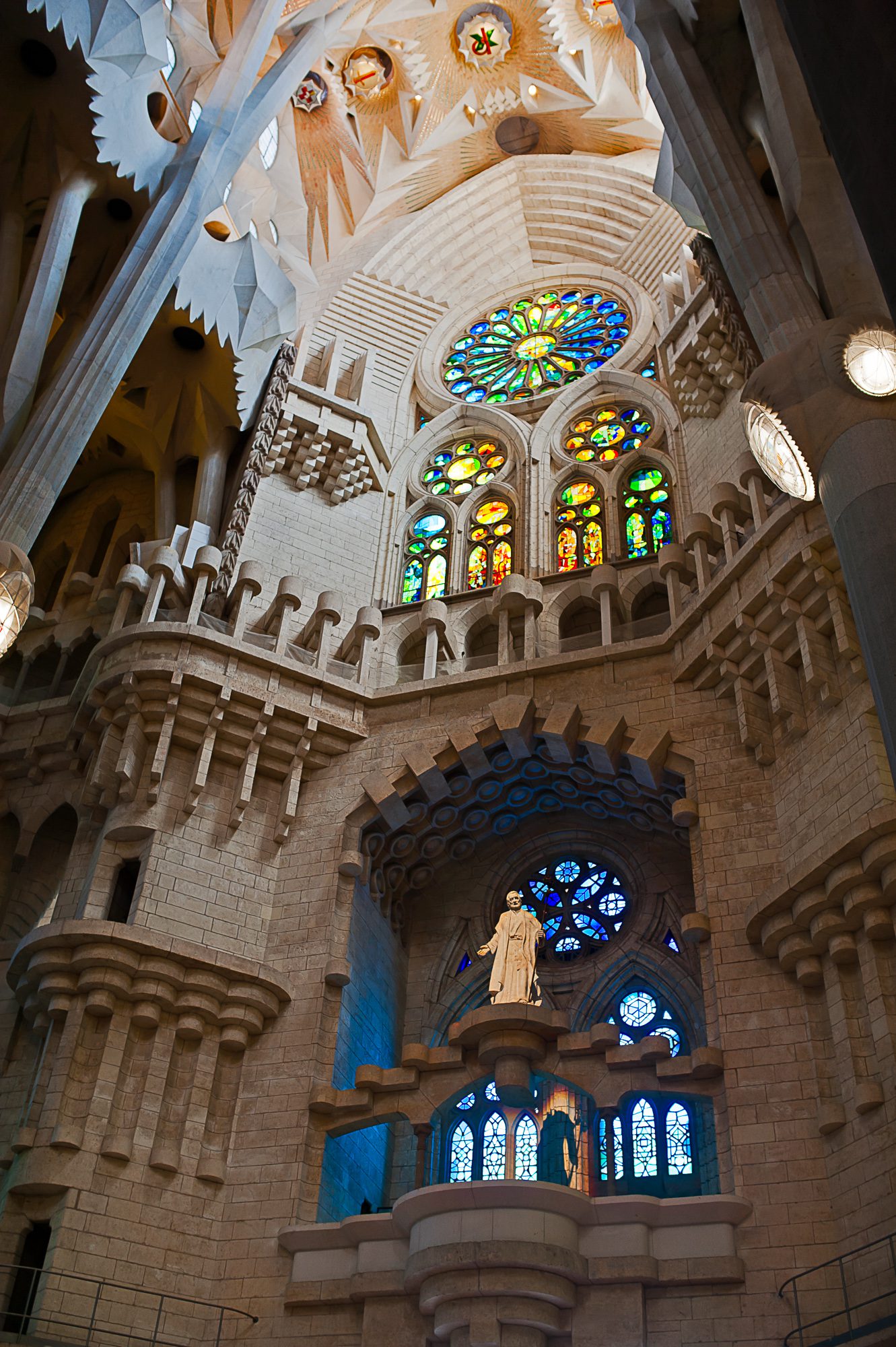 The interior of La Segrada Familia in Barcelona, Spain