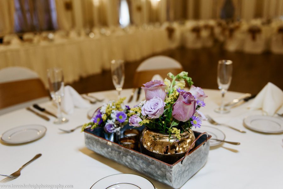 <alt> purple rose centerpieces at The George Washington Hotel in Washington, Pennsylvania</alt>