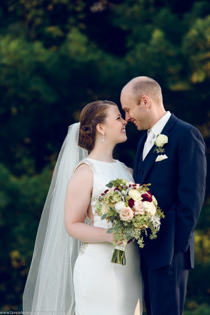 <alt> bride and groom smiling at each other at Westmoreland Country Club in Export, Pennsylvania</alt>