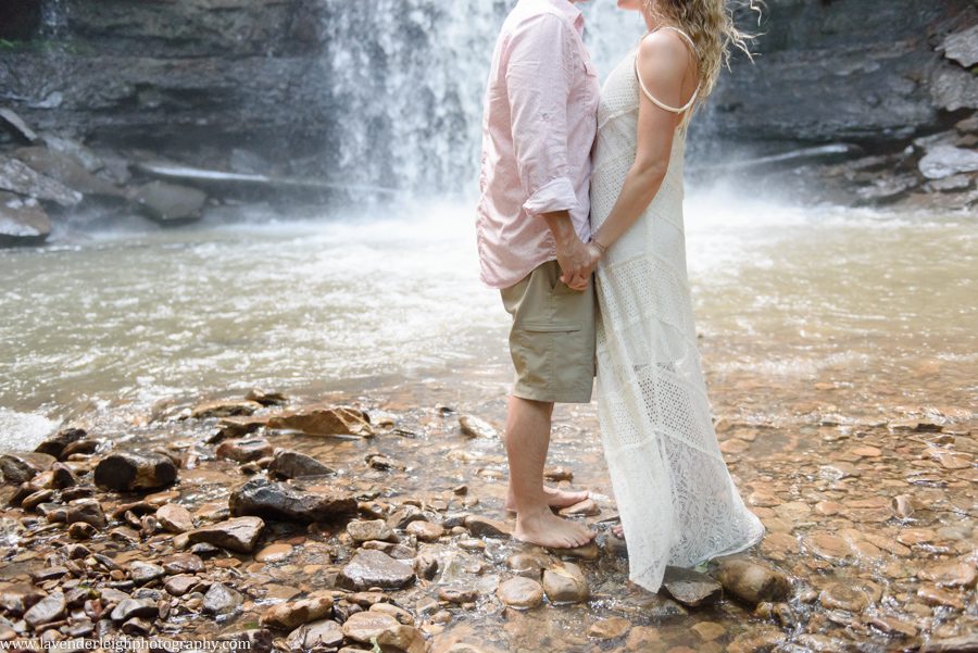 Pittsburgh, engagement session, photographer, wedding, bride, groom, fiancé, Ohiopyle State Park, nature, Pennsylvania, woods, waterfall, Cucumber Falls, picture, photo, bridge, river