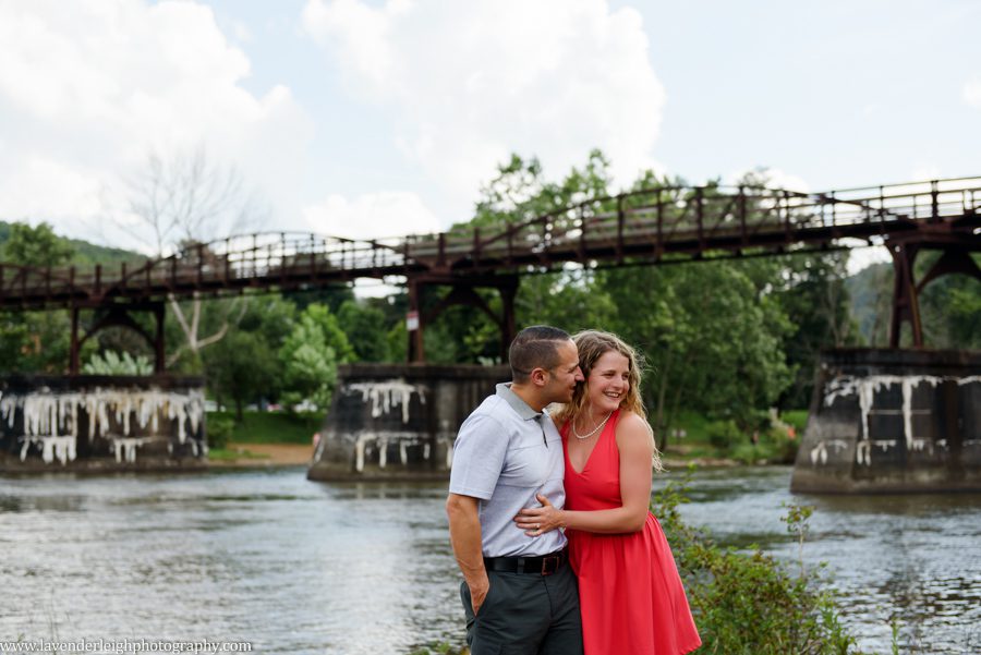 Pittsburgh, engagement session, photographer, wedding, bride, groom, fiancé, Ohiopyle State Park, nature, Pennsylvania, woods, waterfall, Cucumber Falls, picture, photo, bridge, river