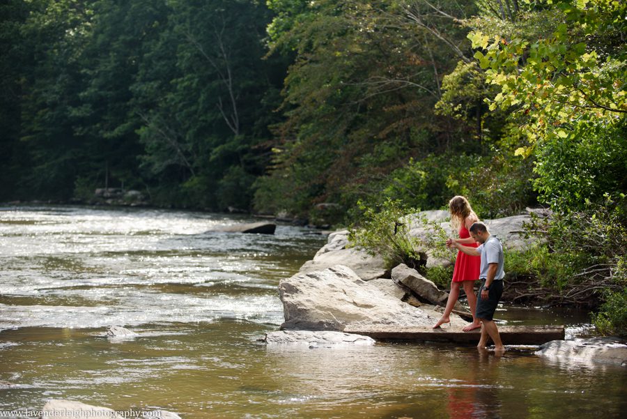 Pittsburgh, engagement session, photographer, wedding, bride, groom, fiancé, Ohiopyle State Park, nature, Pennsylvania, woods, waterfall, Cucumber Falls, picture, photo, bridge, river