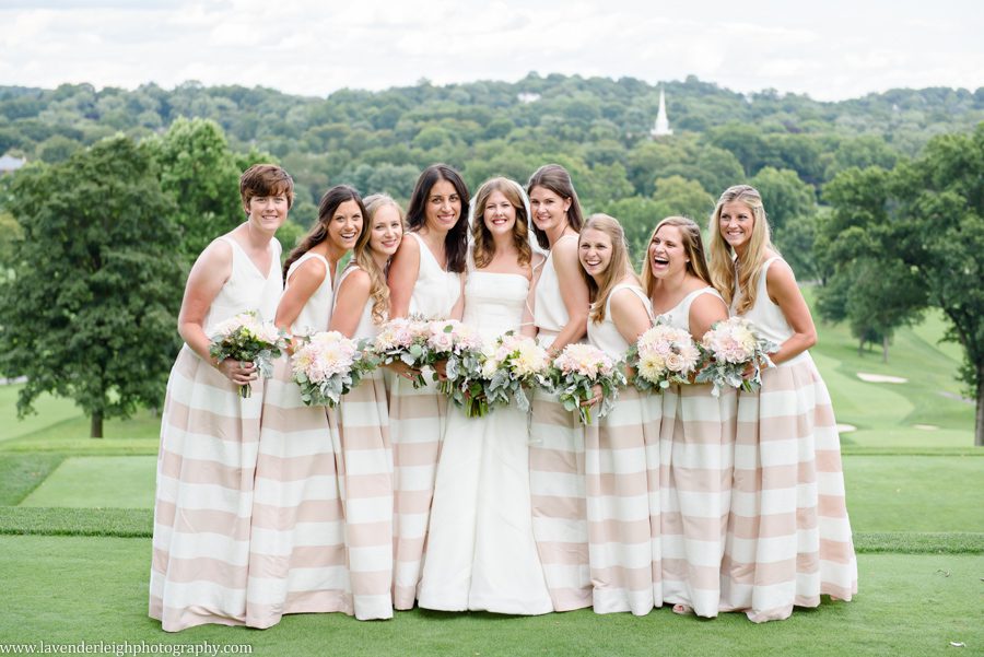 Pittsburgh field club, wedding, reception, ceremony, Pennsylvania, sophistication, stylish, classy, st. scholastica, church, dusty pink and ivory, English garden bouquet, white flowers, striped bridesmaid skirt, photographer, photos, images, pictures, photography, camera, fox chapel, aspinwall, lavender leigh photography