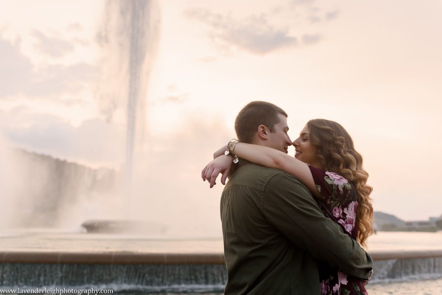A sophisticated engagement session at Point State Park in September.