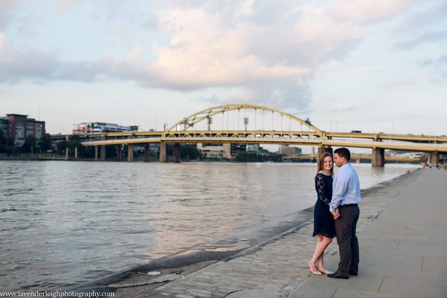 Lavender Leigh Photography, wedding photographer, photograph, picture, engagement session, couple's photography, Pennsylvania, Best of the Knot, Couples' Choice, chic, sophisticated, Point State Park, Clemente Bridge, downtown