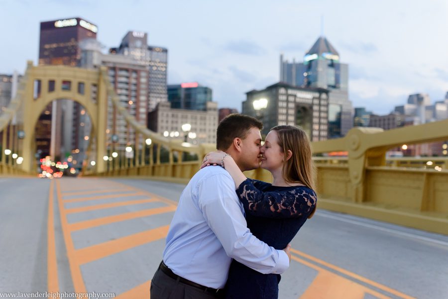 Lavender Leigh Photography, wedding photographer, photograph, picture, engagement session, couple's photography, Pennsylvania, Best of the Knot, Couples' Choice, chic, sophisticated, Point State Park, Clemente Bridge, downtown