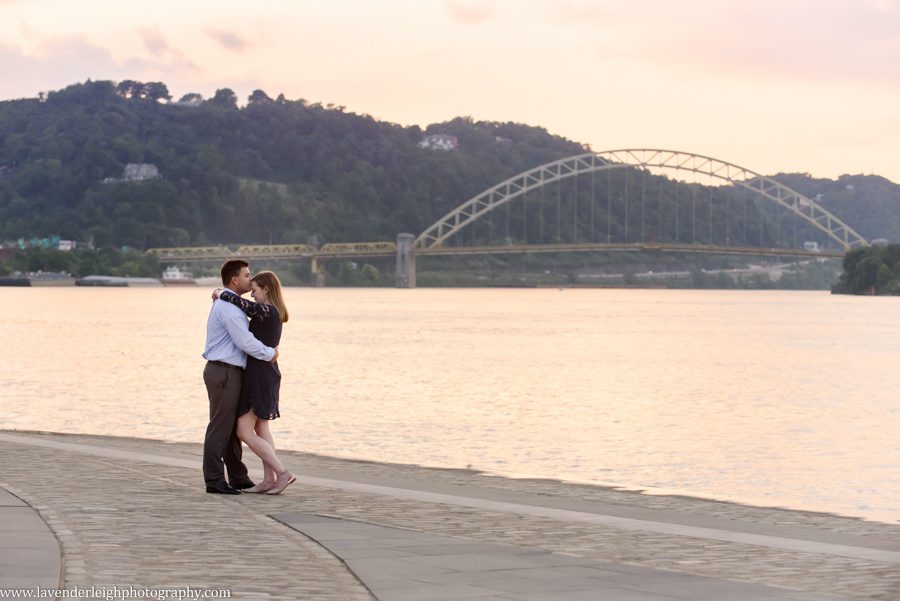 Lavender Leigh Photography, wedding photographer, photograph, picture, engagement session, couple's photography, Pennsylvania, Best of the Knot, Couples' Choice, chic, sophisticated, Point State Park, Clemente Bridge, downtown