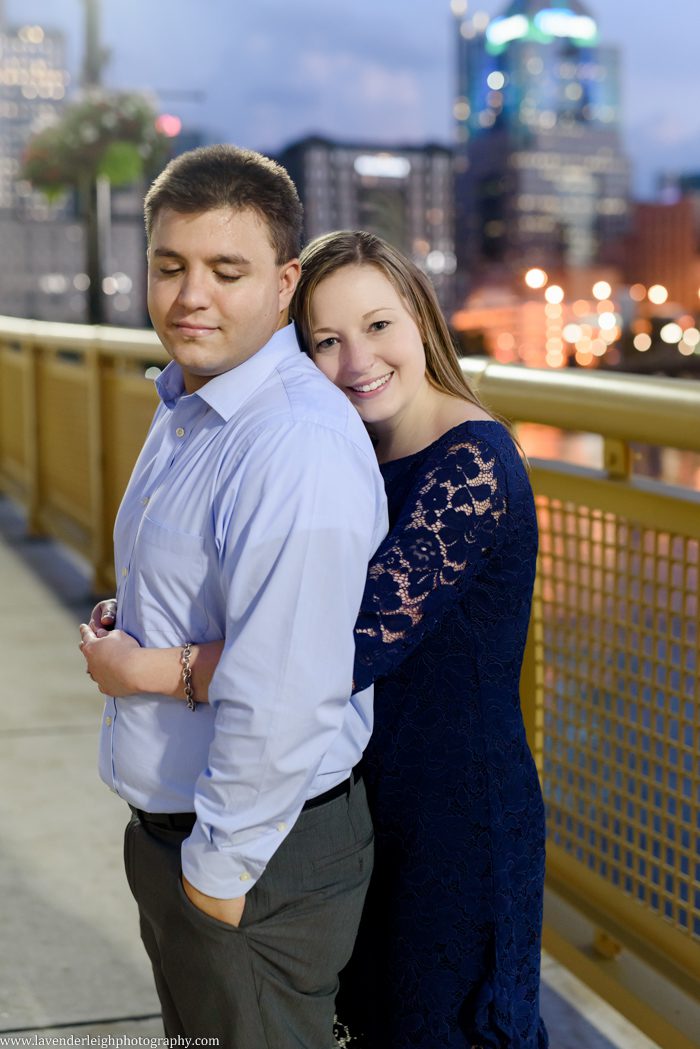 Lavender Leigh Photography, wedding photographer, photograph, picture, engagement session, couple's photography, Pennsylvania, Best of the Knot, Couples' Choice, chic, sophisticated, Point State Park, Clemente Bridge, downtown