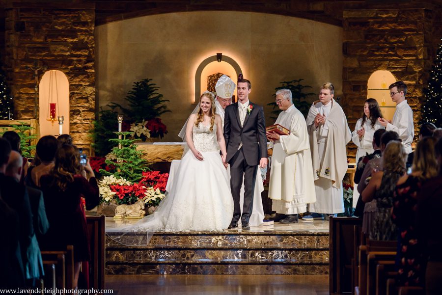 A winter wedding in Pittsburgh, Pennsylvania. The ceremony took place at St. John and Paul church, and the reception was hosted at the Chadwick ballroom in Wexford. Images by Lavender Leigh Photography. 