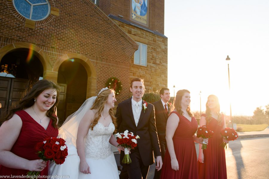 A winter wedding in Pittsburgh, Pennsylvania. The ceremony took place at St. John and Paul church, and the reception was hosted at the Chadwick ballroom in Wexford. Images by Lavender Leigh Photography. 