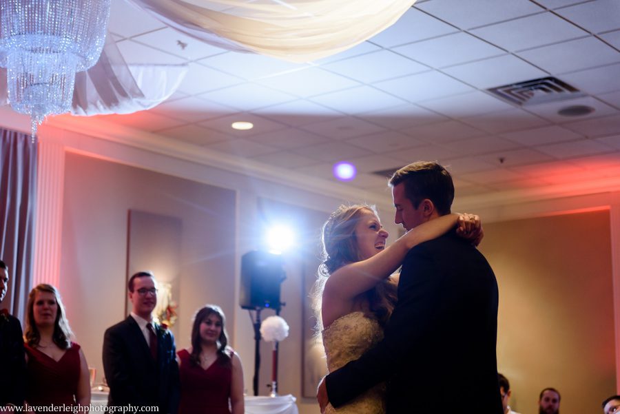 A winter wedding in Pittsburgh, Pennsylvania. The ceremony took place at St. John and Paul church, and the reception was hosted at the Chadwick ballroom in Wexford. Images by Lavender Leigh Photography. 