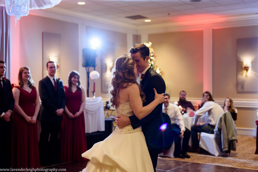 A winter wedding in Pittsburgh, Pennsylvania. The ceremony took place at St. John and Paul church, and the reception was hosted at the Chadwick ballroom in Wexford. Images by Lavender Leigh Photography. 