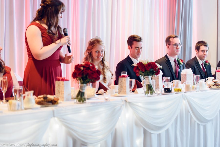 A winter wedding in Pittsburgh, Pennsylvania. The ceremony took place at St. John and Paul church, and the reception was hosted at the Chadwick ballroom in Wexford. Images by Lavender Leigh Photography. 