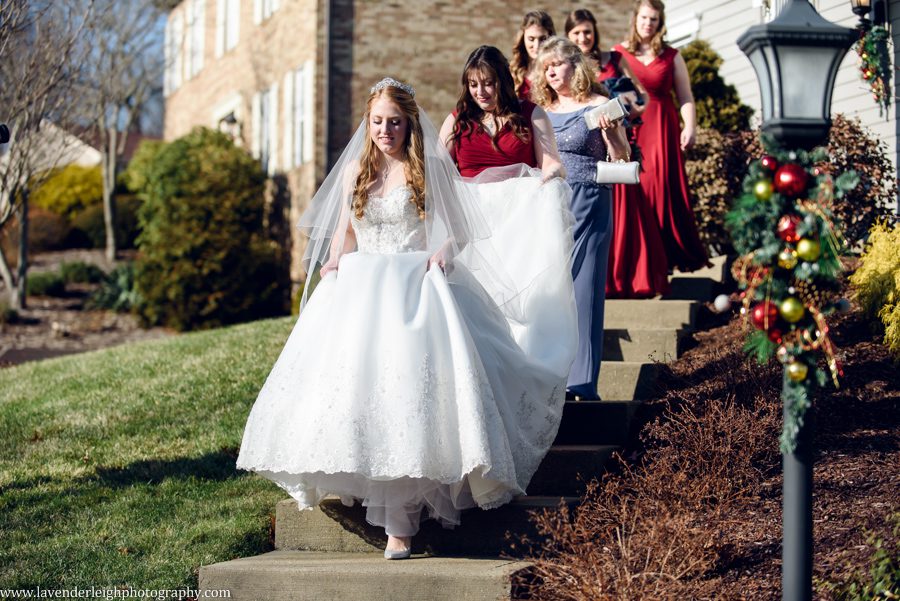 A winter wedding in Pittsburgh, Pennsylvania. The ceremony took place at St. John and Paul church, and the reception was hosted at the Chadwick ballroom in Wexford. Images by Lavender Leigh Photography. 