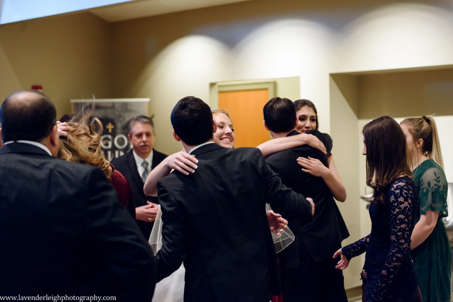 A winter wedding in Pittsburgh, Pennsylvania. The ceremony took place at St. John and Paul church, and the reception was hosted at the Chadwick ballroom in Wexford. Images by Lavender Leigh Photography. 