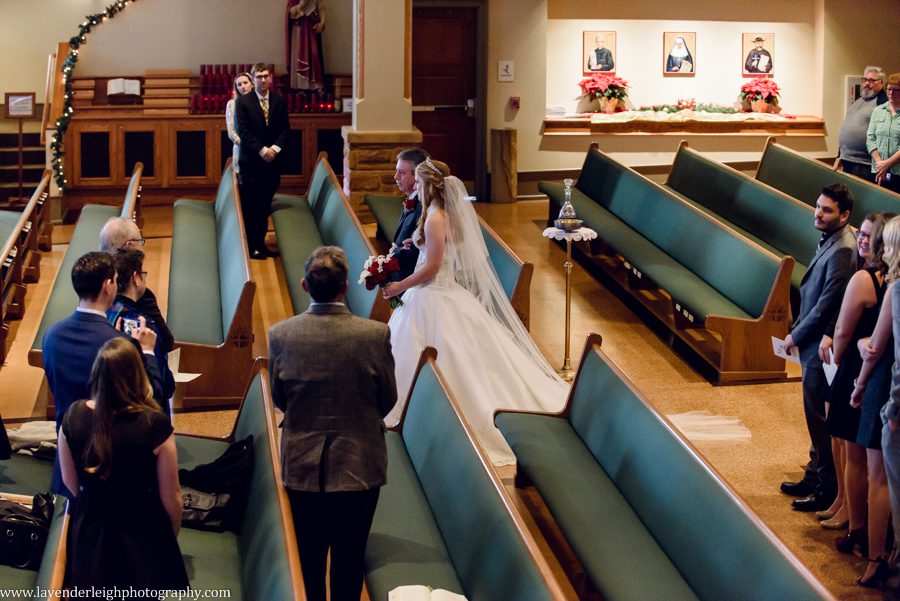 A winter wedding in Pittsburgh, Pennsylvania. The ceremony took place at St. John and Paul church, and the reception was hosted at the Chadwick ballroom in Wexford. Images by Lavender Leigh Photography. 