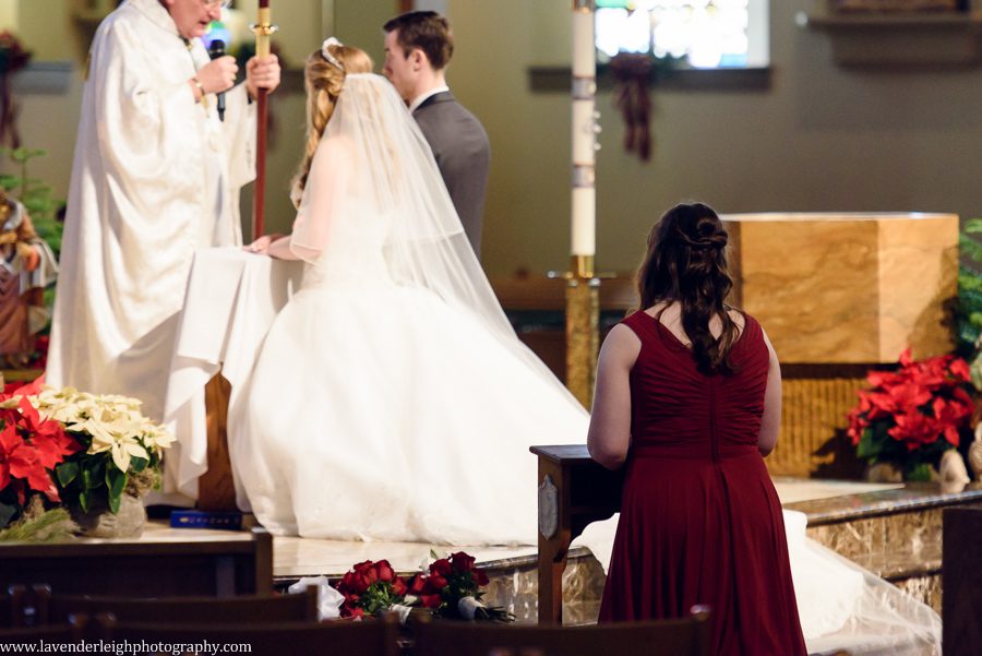 A winter wedding in Pittsburgh, Pennsylvania. The ceremony took place at St. John and Paul church, and the reception was hosted at the Chadwick ballroom in Wexford. Images by Lavender Leigh Photography. 