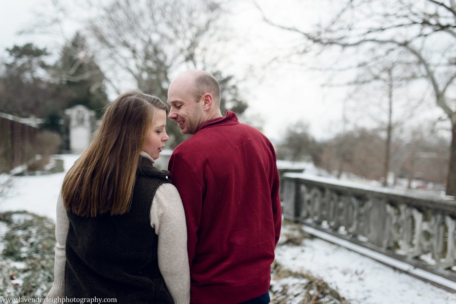 A winter engagement session in Mellon Park, Pittsburgh Pennsylvania.