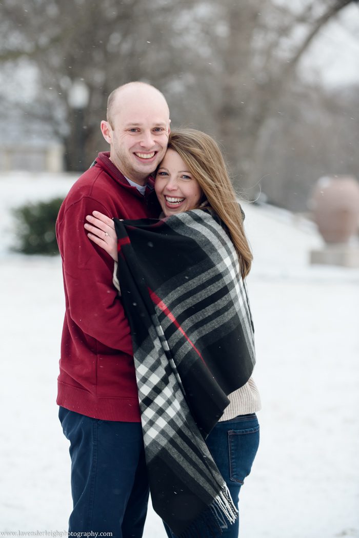 A winter engagement session at Mellon Park in Pittsburgh Pennsylvania. 