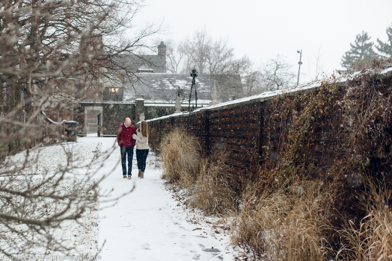 A winter engagement session at Mellon Park in Pittsburgh Pennsylvania. 