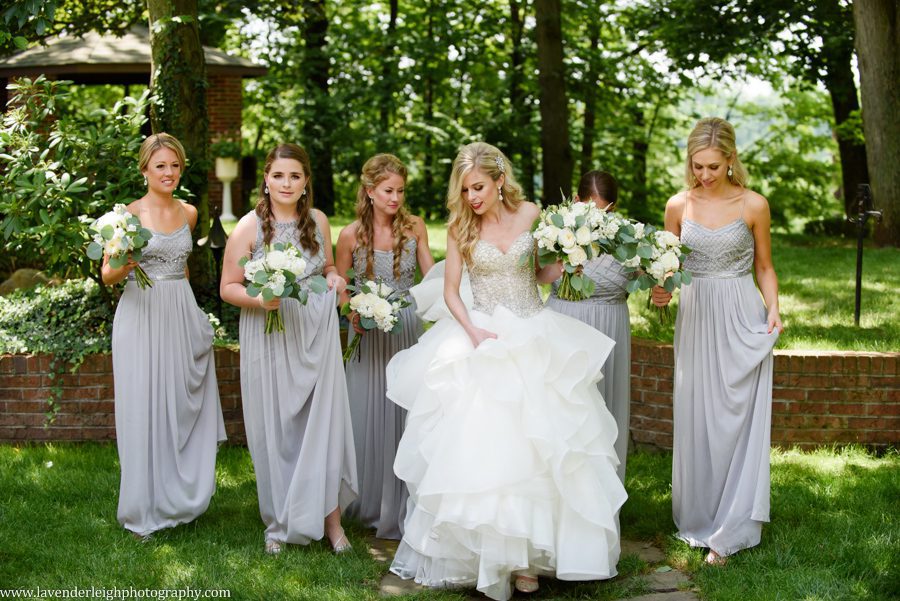 bride, bridesmaids, grey dresses, eucalyptus and peony white bouquets, Pittsburgh wedding photographer, engagement, boudoir, best of, chartier’s country club, st. Philip church, rosslyn farms, crafton, Pennsylvania, summer, june, golf club