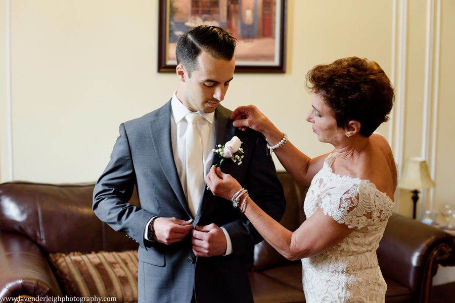 George Washington Hotel, St. Patrick's Church, summer, June, purple bouquets, Lavender Leigh Photography, pittsburgh wedding photographer, wedding, photographer, photograph, picture, engagement, winter, Pennsylvania, Best of the Knot, Couples' Choice, wedding venues, ceremony reception, dogs in tuxedos, cap sleeve lace wedding gown, vintage glamour