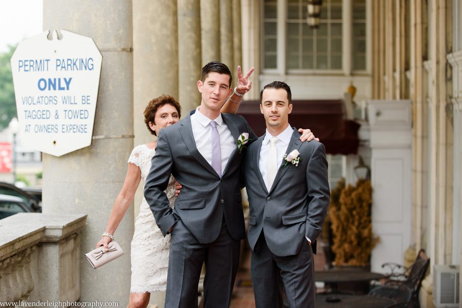 George Washington Hotel, St. Patrick's Church, summer, June, purple bouquets, Lavender Leigh Photography, pittsburgh wedding photographer, wedding, photographer, photograph, picture, engagement, winter, Pennsylvania, Best of the Knot, Couples' Choice, wedding venues, ceremony reception, dogs in tuxedos, cap sleeve lace wedding gown, vintage glamour