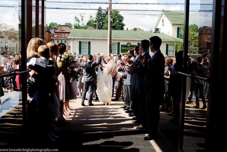 George Washington Hotel, St. Patrick's Church, summer, June, purple bouquets, Lavender Leigh Photography, pittsburgh wedding photographer, wedding, photographer, photograph, picture, engagement, winter, Pennsylvania, Best of the Knot, Couples' Choice, wedding venues, ceremony reception, dogs in tuxedos, cap sleeve lace wedding gown, vintage glamour
