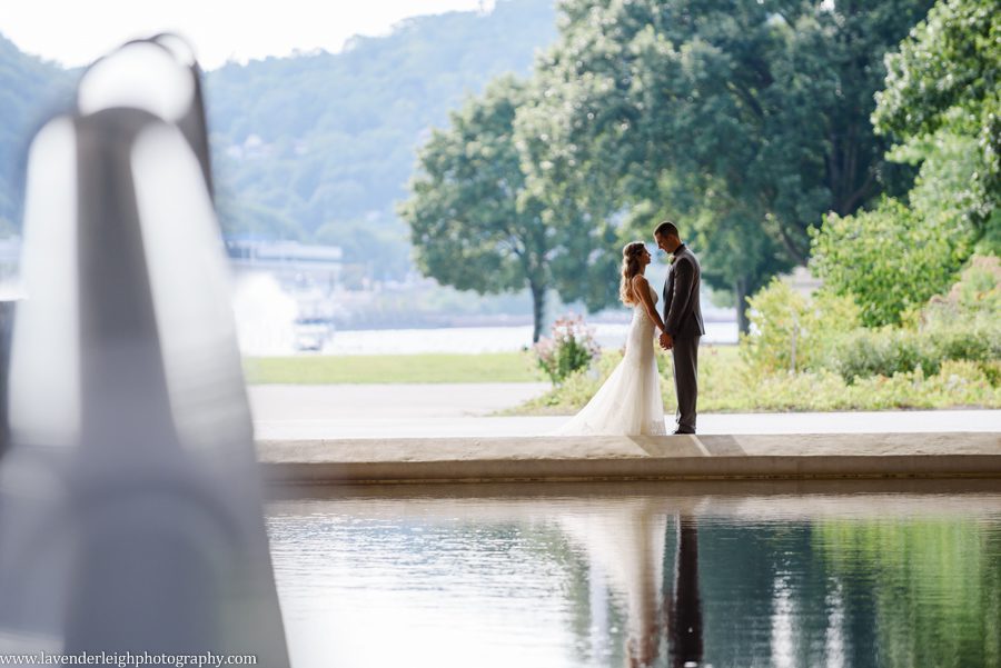 The LeMont, Pittsburgh, wedding, reception, ceremony, photographer, photo, image, picture, downtown, chic, bridges, point state park, Mt. Washington Overlook, St. Mary Church, Sharpsburg, Lavender Leigh Photography, bride, groom, grey wedding colors, neutral and white bouquet, first look, Pennsylvania