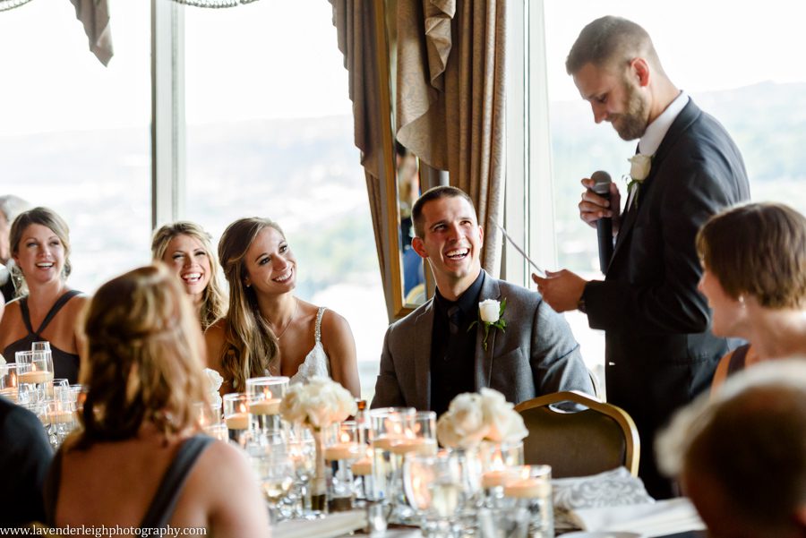 The LeMont, Pittsburgh, wedding, reception, ceremony, photographer, photo, image, picture, downtown, chic, bridges, point state park, Mt. Washington Overlook, St. Mary Church, Sharpsburg, Lavender Leigh Photography, bride, groom, grey wedding colors, neutral and white bouquet, first look, Pennsylvania