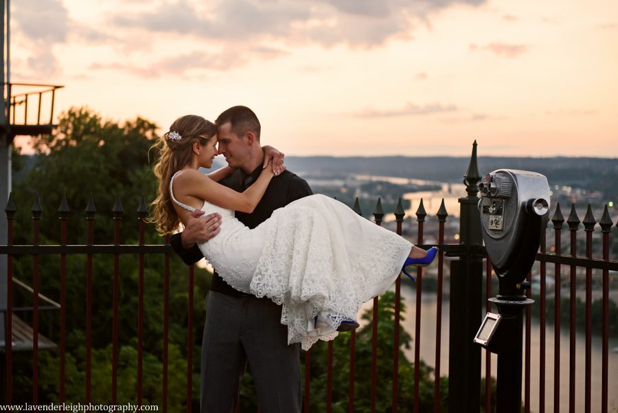 The LeMont, Pittsburgh, wedding, reception, ceremony, photographer, photo, image, picture, downtown, chic, bridges, point state park, Mt. Washington Overlook, St. Mary Church, Sharpsburg, Lavender Leigh Photography, bride, groom, grey wedding colors, neutral and white bouquet, first look, Pennsylvania