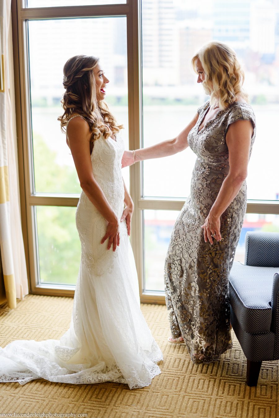 The LeMont, Pittsburgh, wedding, reception, ceremony, photographer, photo, image, picture, downtown, chic, bridges, point state park, Mt. Washington Overlook, St. Mary Church, Sharpsburg, Lavender Leigh Photography, bride, groom, grey wedding colors, neutral and white bouquet, first look, Pennsylvania