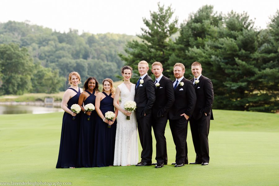 Pittsburgh, wedding photographer, photograph, picture, Montour Country Club, ceremony, reception, golf club, summer, July, Lavender Leigh Photography, Pennsylvania, St. James Catholic Church, lace wedding dress, navy bridesmaids’ dresses, hydrangea flowers