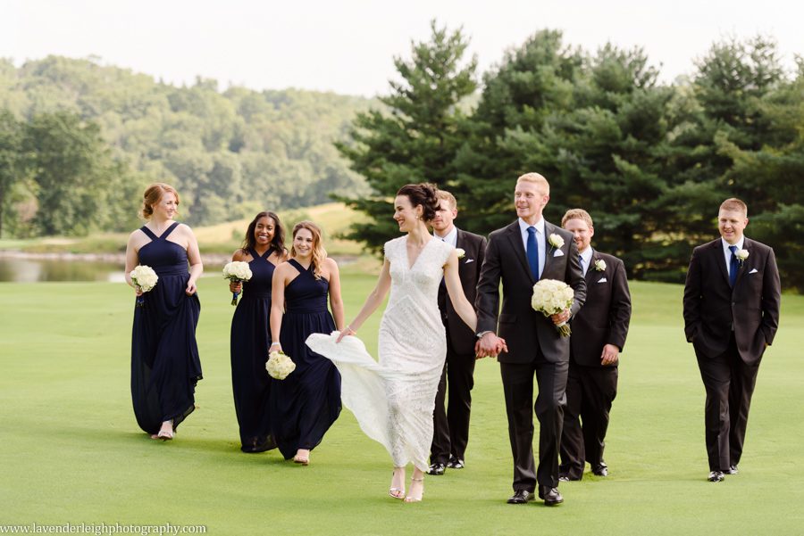 Pittsburgh, wedding photographer, photograph, picture, Montour Country Club, ceremony, reception, golf club, summer, July, Lavender Leigh Photography, Pennsylvania, St. James Catholic Church, lace wedding dress, navy bridesmaids’ dresses, hydrandea flowers