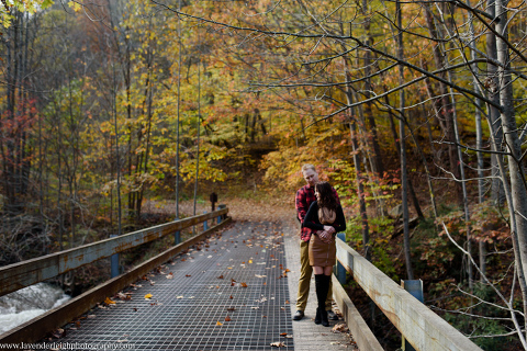 An engagement session at Ohiopyle State Park in the fall.