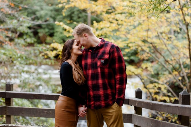 An engagement session at Ohiopyle State Park in the fall.