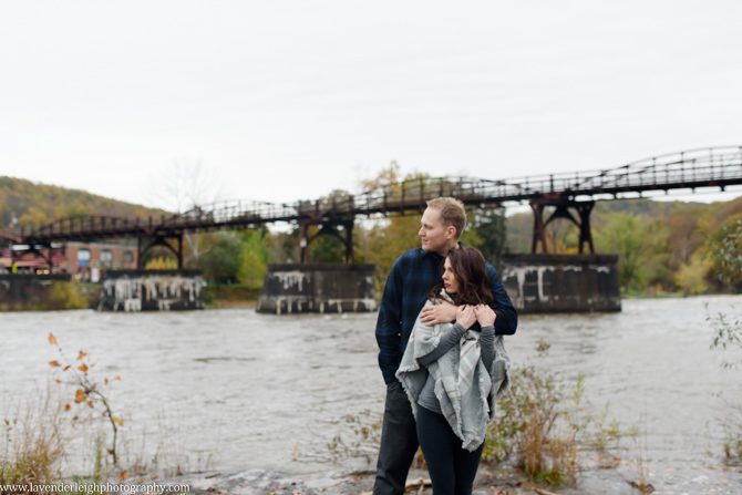An engagement session at Ohiopyle State Park in the fall.