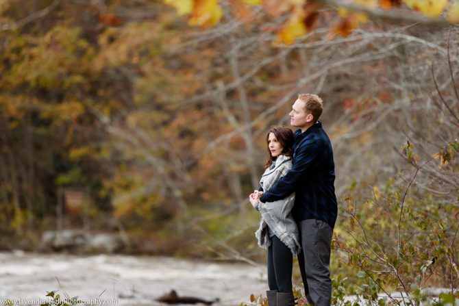 An engagement session at Ohiopyle State Park in the fall.