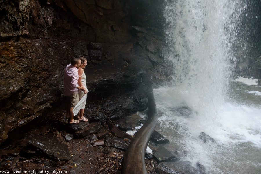 Pittsburgh, engagement session, photographer, wedding, bride, groom, fiancé, Ohiopyle State Park, nature, Pennsylvania, woods, waterfall, Cucumber Falls, picture, photo, bridge, river