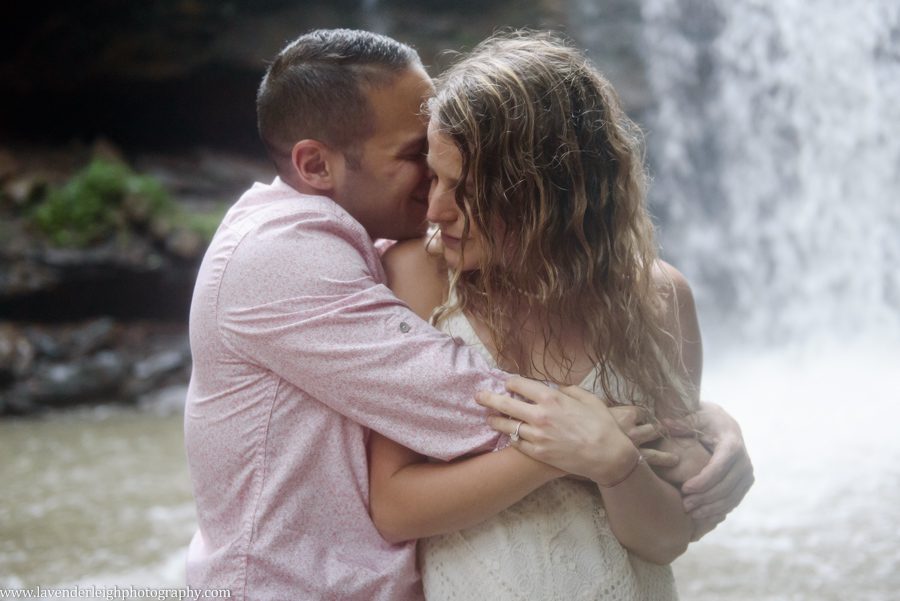 Pittsburgh, engagement session, photographer, wedding, bride, groom, fiancé, Ohiopyle State Park, nature, Pennsylvania, woods, waterfall, Cucumber Falls, picture, photo, bridge, river