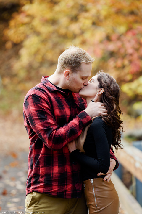 An engagement session at Ohiopyle State Park in the fall.