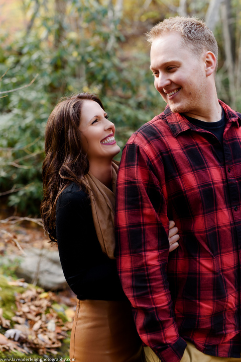 An engagement session at Ohiopyle State Park in the fall.