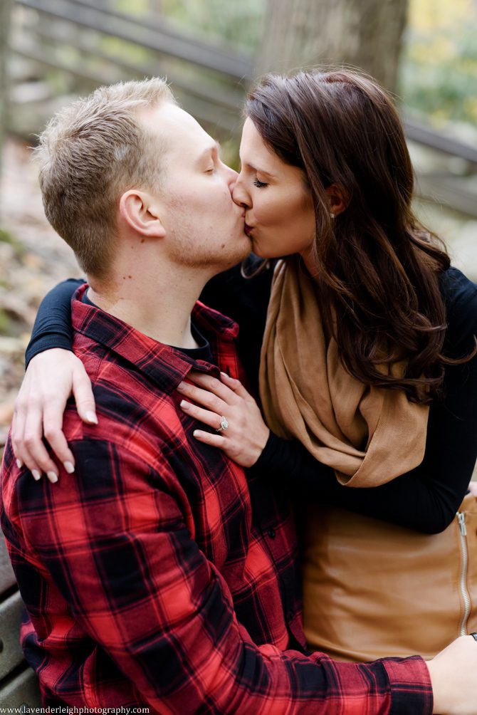 An engagement session at Ohiopyle State Park in the fall.