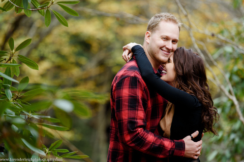 An engagement session at Ohiopyle State Park in the fall.