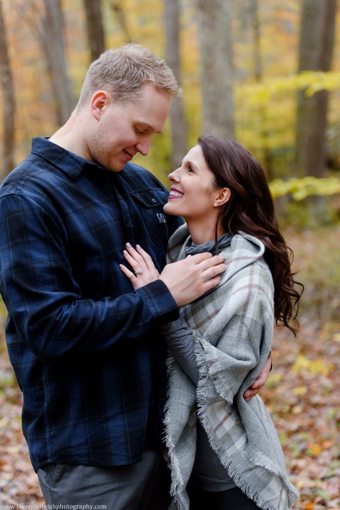 An engagement session at Ohiopyle State Park in the fall.