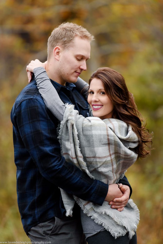 An engagement session at Ohiopyle State Park in the fall.