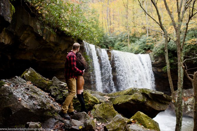 An engagement session at Ohiopyle State Park in the fall.