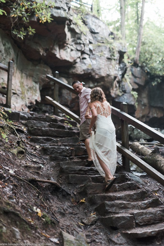 Pittsburgh, engagement session, photographer, wedding, bride, groom, fiancé, Ohiopyle State Park, nature, Pennsylvania, woods, waterfall, Cucumber Falls, picture, photo, bridge, river