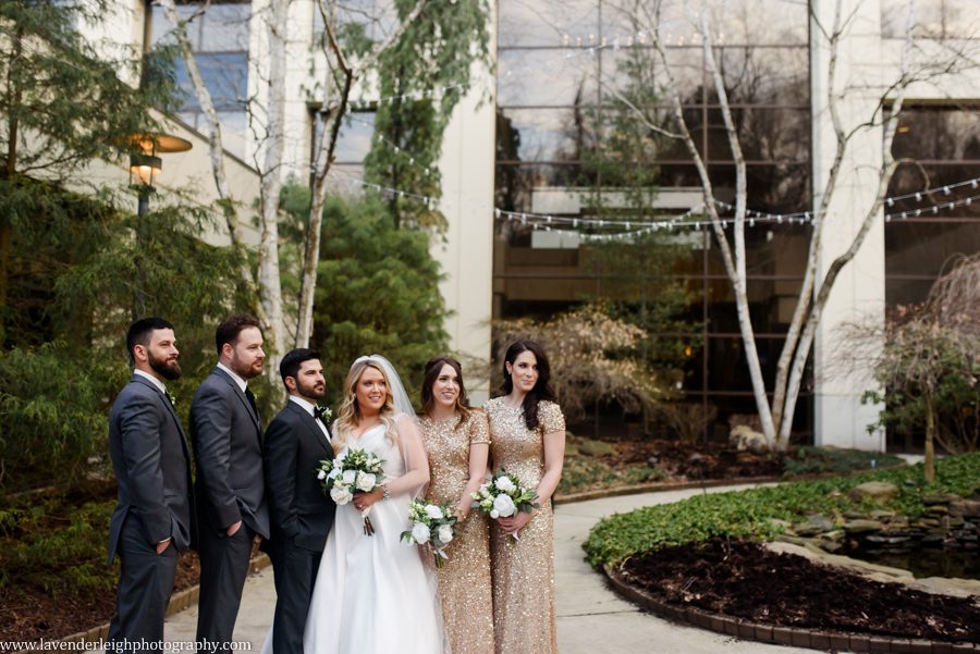 Lavender Leigh Photography, pittsburgh wedding photograPittsburgh Airport Marriott, wedding, photographer, photograph, picture, engagement, winter, Pennsylvania, Best of the Knot, Couples' Choice, wedding venues, ceremony reception, St. Patrick's Day, Gold, Glitter, Champagne Bridesmaids Dresses, Badgley Mischka shoes, white floral bouquets, romantic, candlelit