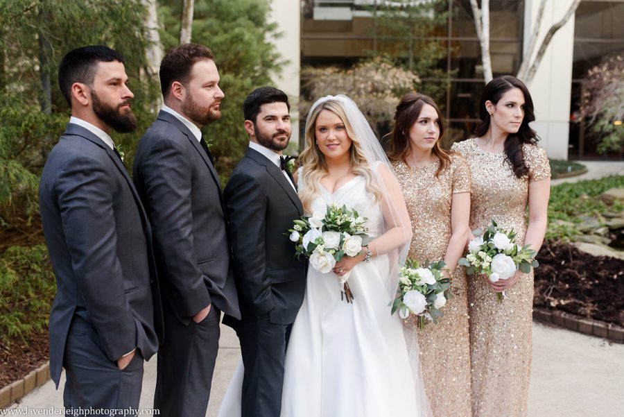 Lavender Leigh Photography, pittsburgh wedding photograPittsburgh Airport Marriott, wedding, photographer, photograph, picture, engagement, winter, Pennsylvania, Best of the Knot, Couples' Choice, wedding venues, ceremony reception, St. Patrick's Day, Gold, Glitter, Champagne Bridesmaids Dresses, Badgley Mischka shoes, white floral bouquets, romantic, candlelit